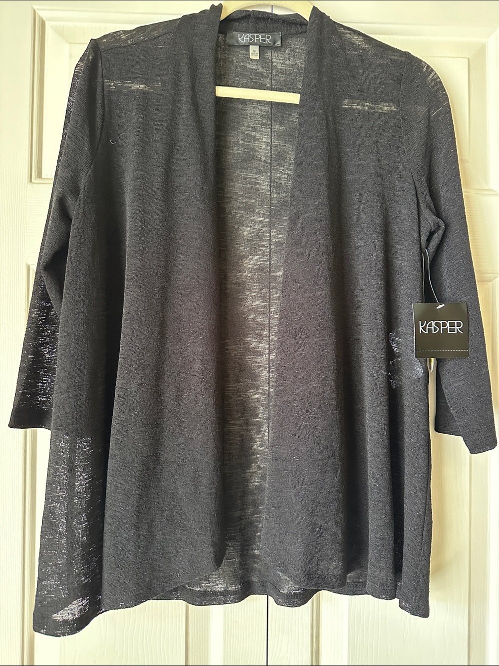 Kasper Lightweight Black Open-Front Women's Cardigan